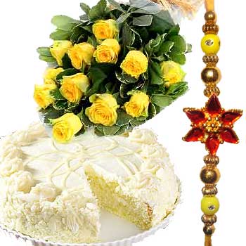 24 yellow flowers and 1 kilo pineapple cake