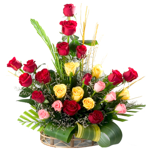 Flowers in a wicker basket