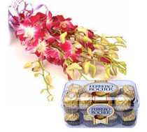 6 orchids 16 ferrero rocher chocolates